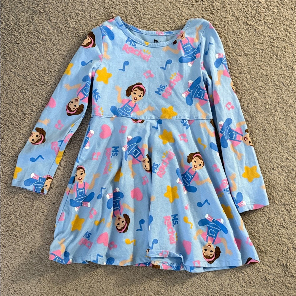 Kids Blue Cartoon Print Dress